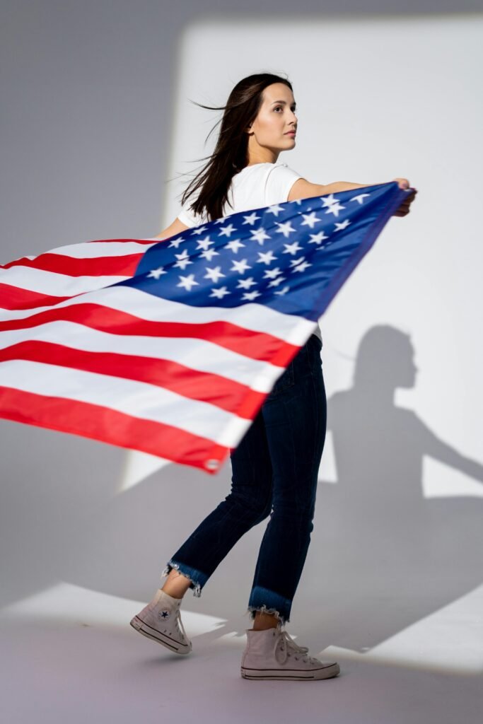 Woman With an American Flag